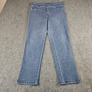 Ruby Rd Womens Size 10 Medium Wash Pull On Straight Leg Denim Jeans Blue 99403